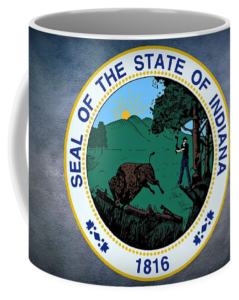 Indiana Coffee Mug featuring the photograph The Great Seal of the State of Indiana by Movie Poster Prints