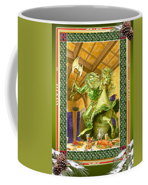 Christmas Coffee Mug featuring the painting The Green Knight Christmas Card by Melissa A Benson