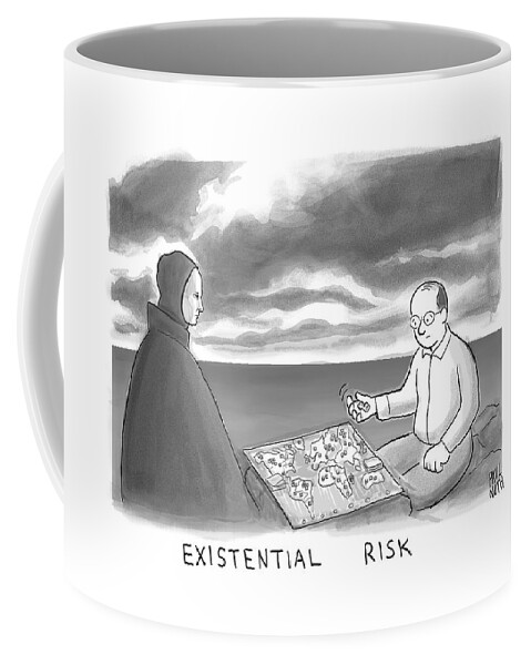 The Grim Reaper And A Man Play Existential Risk Coffee Mug