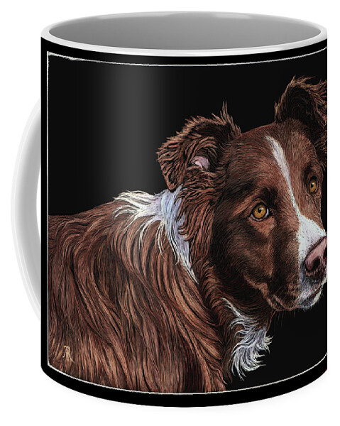 Border Collie Coffee Mug featuring the drawing The Herder by Ann Ranlett
