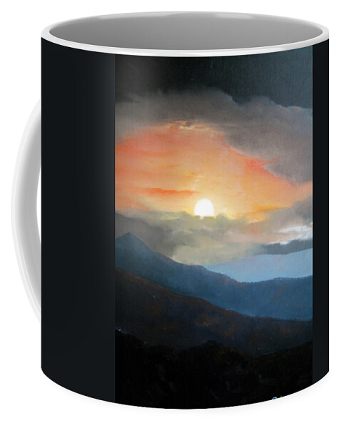 Oil Coffee Mug featuring the painting The highest point by Sergey Bezhinets