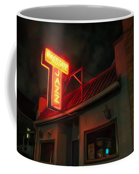 Jazz Coffee Mug featuring the digital art The Jazz Estate by Scott Norris