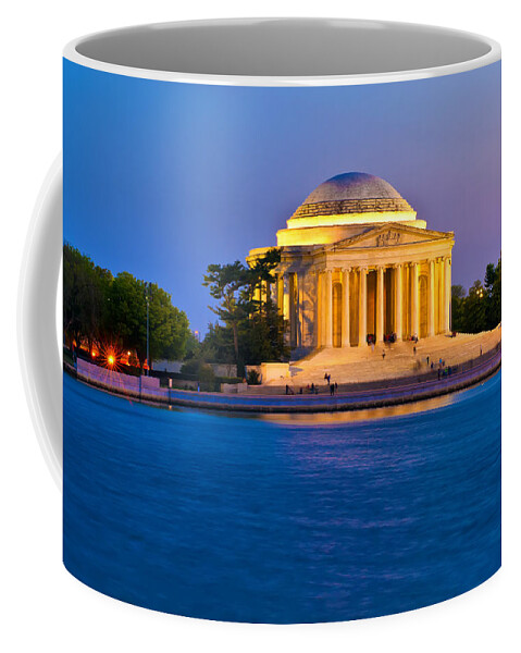 America Coffee Mug featuring the photograph The Jefferson Memorial at Twilight by Mitchell R Grosky