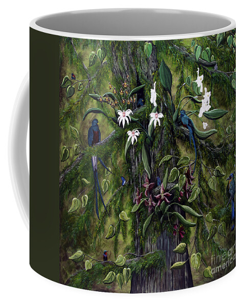 Quetzal Birds Coffee Mug featuring the painting The Jungle of Guatemala by Jennifer Lake
