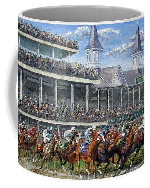 #faatoppicks Coffee Mug featuring the painting The Kentucky Derby - Churchill Downs by Mike Rabe
