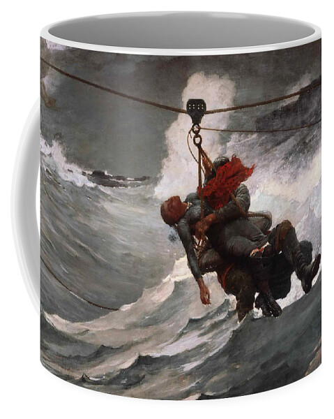 Winslow Homer Coffee Mug featuring the painting The Life Line by Winslow Homer