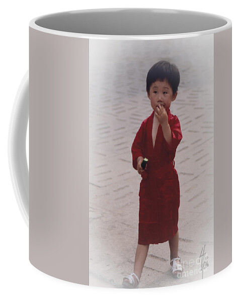 Heiko Coffee Mug featuring the photograph The Little Boy in the Red Silk Dress by Heiko Koehrer-Wagner
