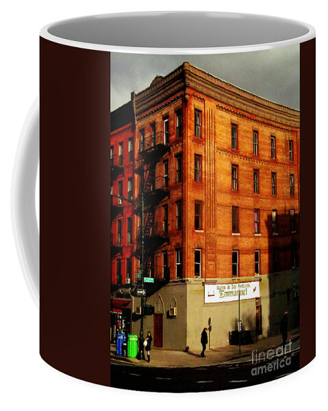 Urban Photography Coffee Mug featuring the photograph Iglesia - The Little Church on the Corner - New York City Street Scene by Miriam Danar
