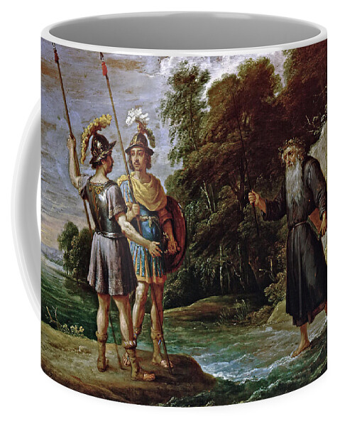 David Teniers The Younger Coffee Mug featuring the painting The Magus reveals Rinaldo's whereabouts to Charles and Ubaldo by David Teniers the Younger