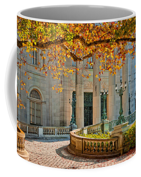Newport Coffee Mug featuring the photograph The Marble House in Autumn by Mitchell R Grosky