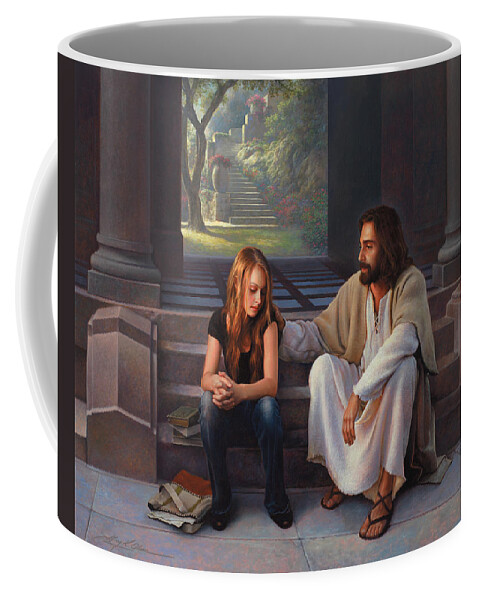 Jesus Coffee Mug featuring the painting The Master's Touch by Greg Olsen