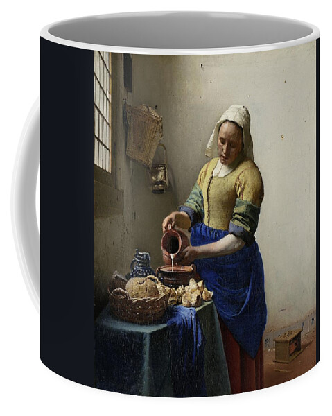 Vermeer Coffee Mug featuring the painting The Milkmaid by Johannes Vermeer