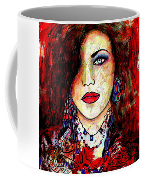 Portrait Coffee Mug featuring the mixed media The Model by Natalie Holland