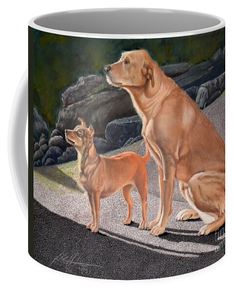 Dogs Coffee Mug featuring the pastel The Odd Couple by John Huntsman