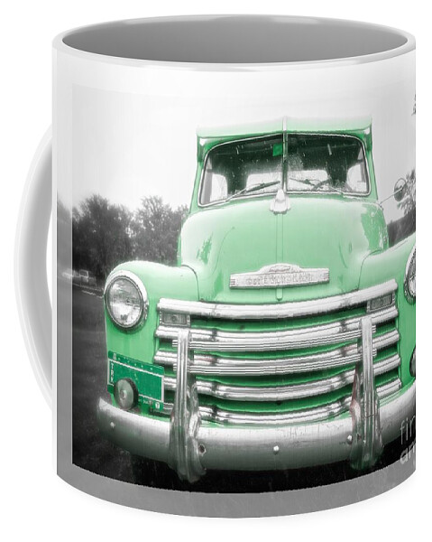Chevy Coffee Mug featuring the photograph The Old Green Chevy Pickup Truck by Edward Fielding