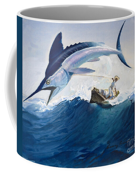 The Coffee Mug featuring the painting The Old Man and the Sea by Harry G Seabright