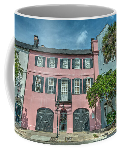 Rainbow Row Coffee Mug featuring the photograph The Pink House by Dale Powell
