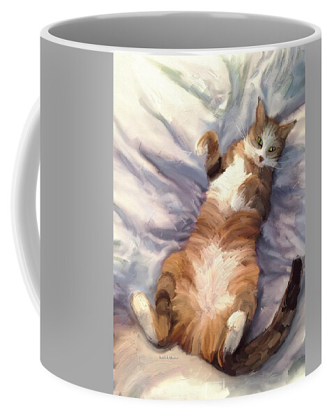 Cat Coffee Mug featuring the painting The Princess - the Cat by Angela Stanton