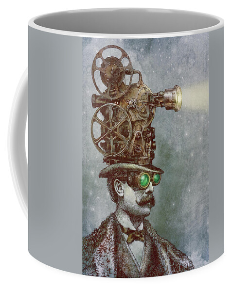 Projector Coffee Mug featuring the drawing The Projectionist by Eric Fan