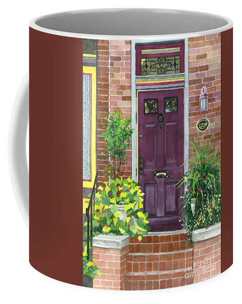Door Coffee Mug featuring the painting The Purple Door by Barbara Jewell