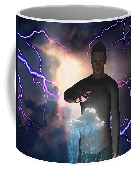 Powerful Coffee Mug featuring the digital art The Rainmaker by Bruce Rolff