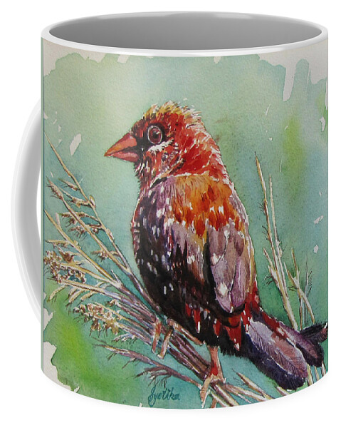Bird Coffee Mug featuring the painting The Red Bird by Jyotika Shroff