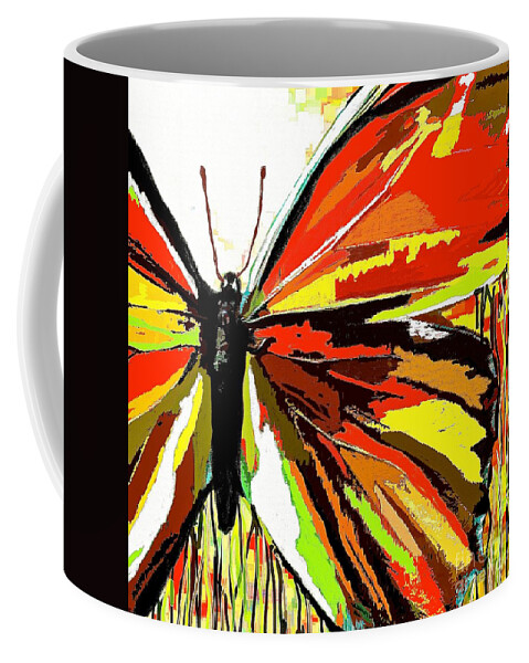 Red Butterfly Coffee Mug featuring the painting The Red Butterfly by Saundra Myles