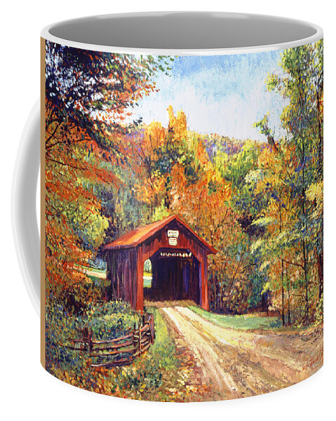 #faatoppicks Coffee Mug featuring the painting The Red Covered Bridge by David Lloyd Glover