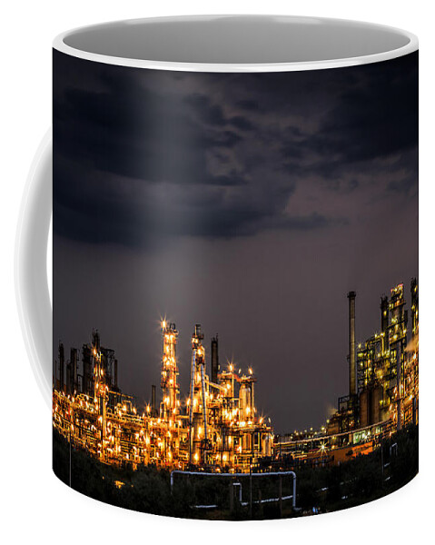 Gas Coffee Mug featuring the photograph The Refinery by Mihai Andritoiu