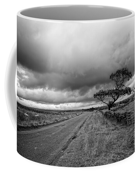 Landscape Coffee Mug featuring the photograph The road ahead - mono by Steev Stamford
