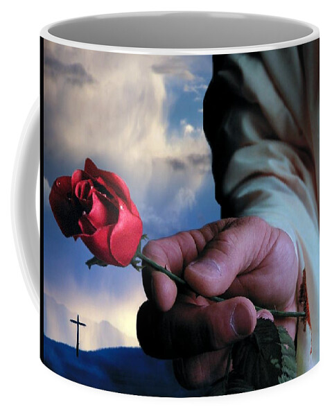  Yeshua Coffee Mug featuring the digital art The Rose by Bill Stephens