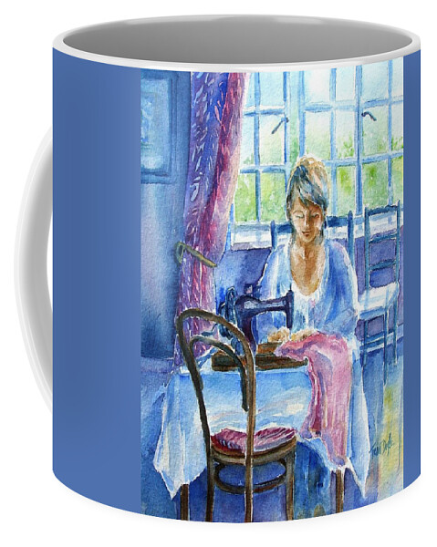 Seamstress Coffee Mug featuring the painting The Seamstress by Trudi Doyle