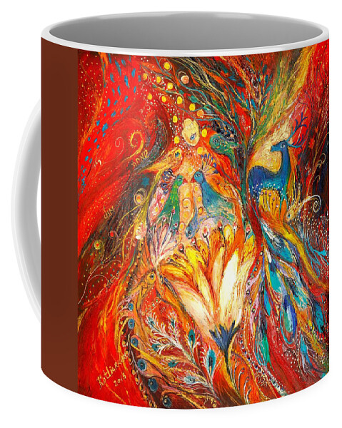 Original Coffee Mug featuring the painting The secret of Blue Deer by Elena Kotliarker