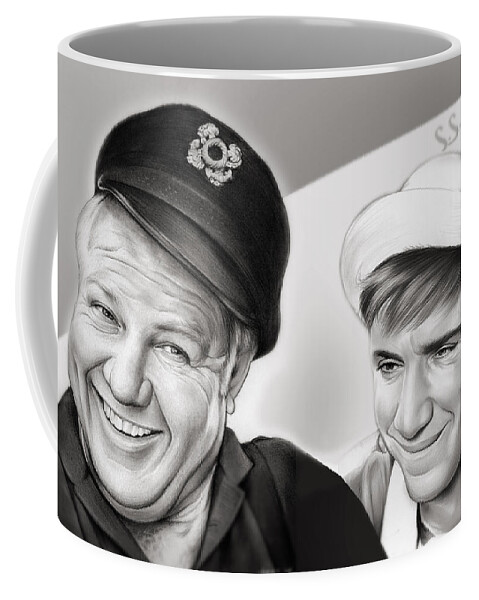 Gilligan's Island Coffee Mug featuring the mixed media The Skipper and Gilligan by Greg Joens