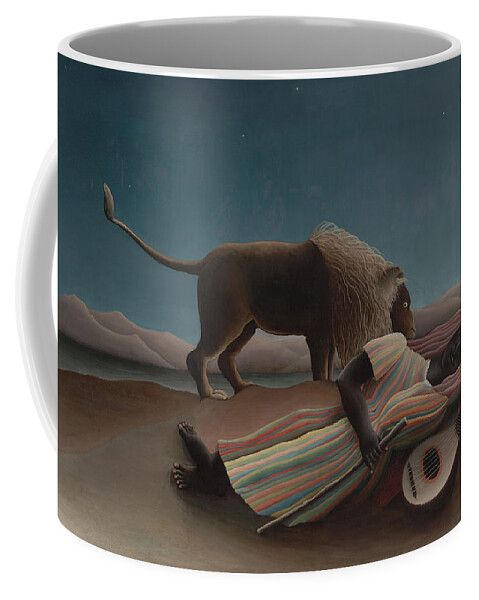 Henri Rousseau Coffee Mug featuring the painting The Sleeping Gypsy by Henri Rousseau