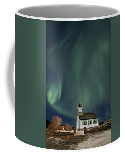 Aurora Coffee Mug featuring the photograph The Spirit of Iceland by Evelina Kremsdorf