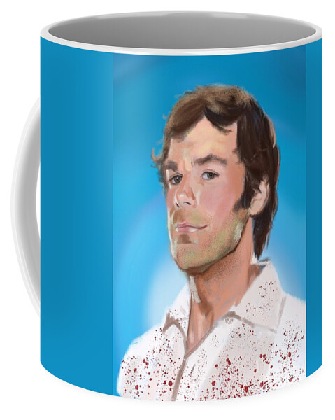 Dexter Coffee Mug featuring the digital art The Spatter Analyst. by Jeremy Nash