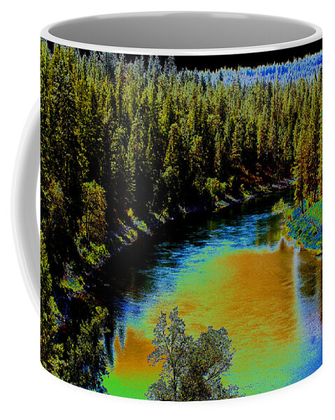 Spokane River Coffee Mug featuring the photograph The Spokane River #3 Psychedelisized by Ben Upham III