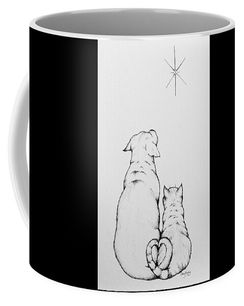 Dog Coffee Mug featuring the drawing The Star by Catherine Howley