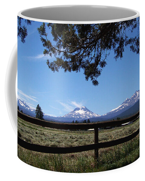 Three Sisters Coffee Mug featuring the photograph The Three Sisters Panorama by Charles Robinson