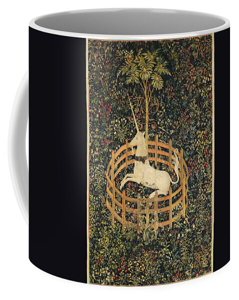 Mythology Coffee Mug featuring the tapestry - textile The Unicorn in Captivity by Unknown