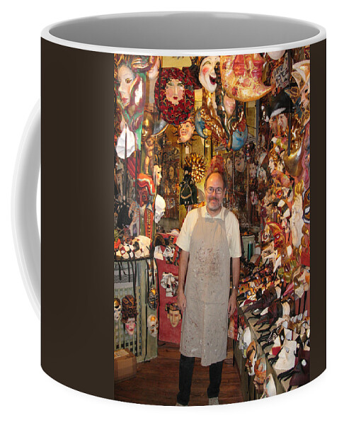 Venice Coffee Mug featuring the photograph The Venice Mask Maker by Robert Ponzoni