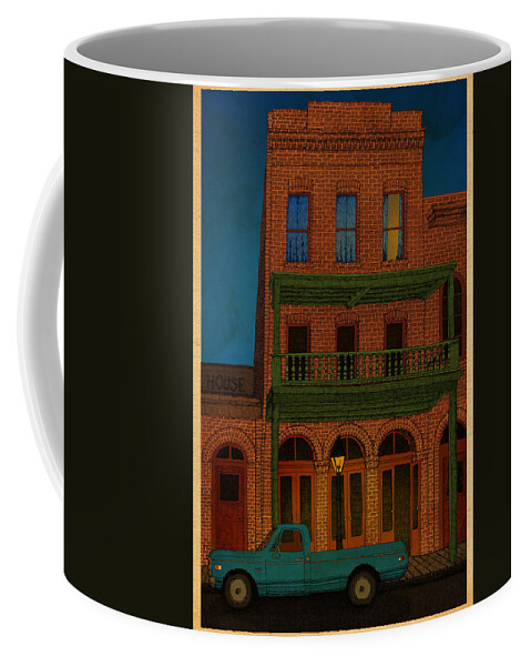 House Truck Bricks Light Window Folsom Coffee Mug featuring the drawing The Visitor by Meg Shearer