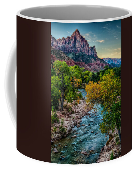 Zion Coffee Mug featuring the photograph The Watchman at Sunrise by George Buxbaum