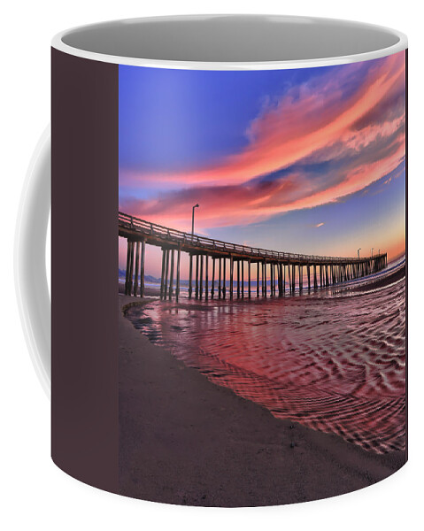 Sunset Coffee Mug featuring the photograph The Water Flows Red by Beth Sargent