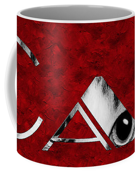 Andee Design Cat Coffee Mug featuring the photograph The Word Is Cat BW On Red by Andee Design