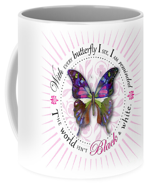 Butterfly Coffee Mug featuring the painting The world isn't black and white by Amy Kirkpatrick