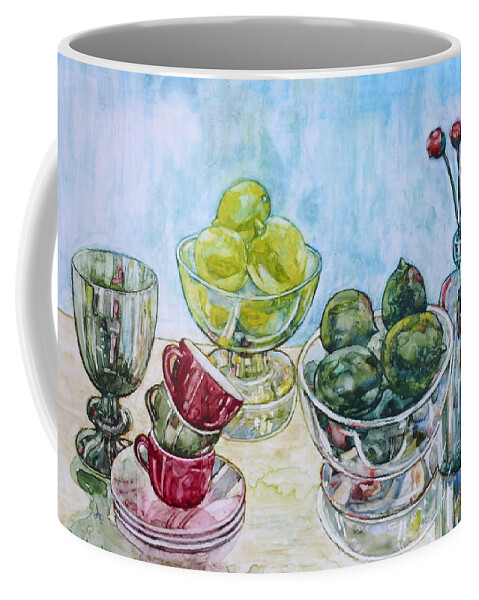 Lemon Coffee Mug featuring the painting Thinking of Cezanne Green by Anna Ruzsan