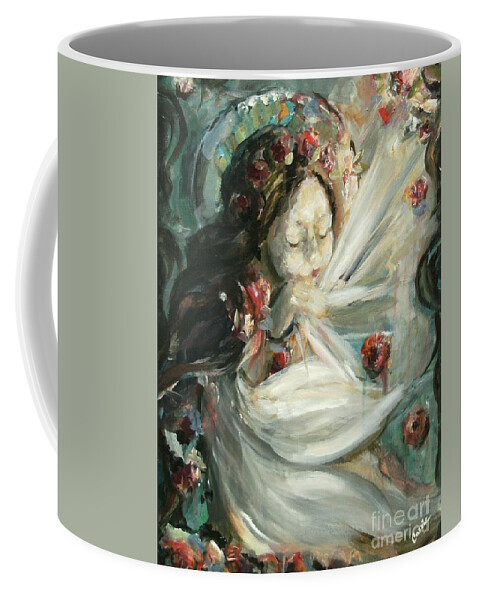 Angel Coffee Mug featuring the painting This Little Light of Mine by Carrie Joy Byrnes