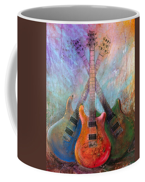Guitar Coffee Mug featuring the painting Three Amigos by Andrew King